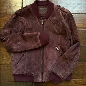 Blank NYC Maroon Suede Bomber Jacket
